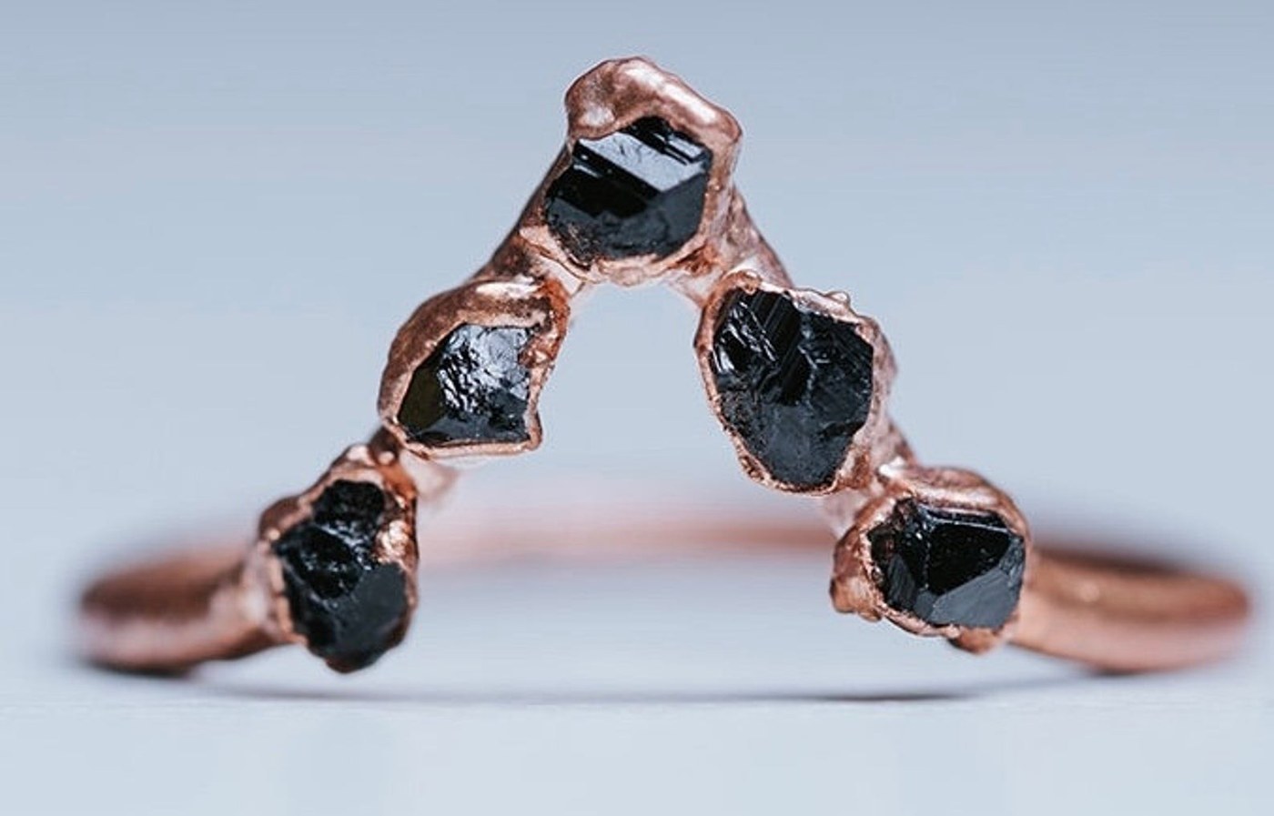 Raw crystal set in copper
